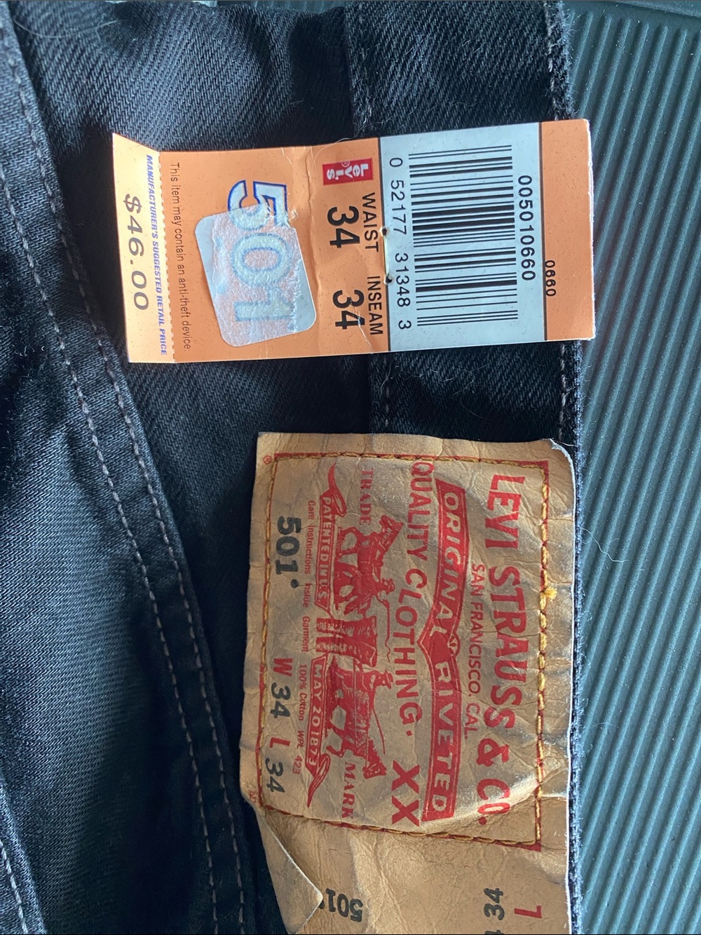 Levi's 501 Men's Straight Jeans in Black 34x34
